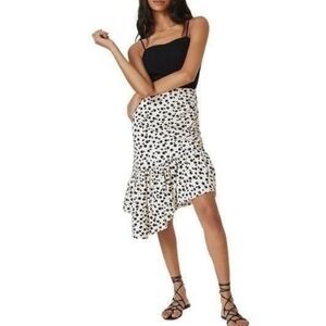 Anthropologie Maeve Asymmetrical Black/White Skirt Cherries Pattern Size XL Sexy